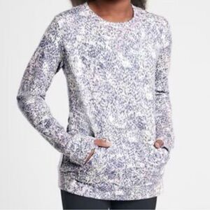 Athleta Girl Cross Your Fingers Blue Patterned Pullover Sz 14